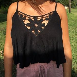 SOLD SOLD Black floral cut crop top